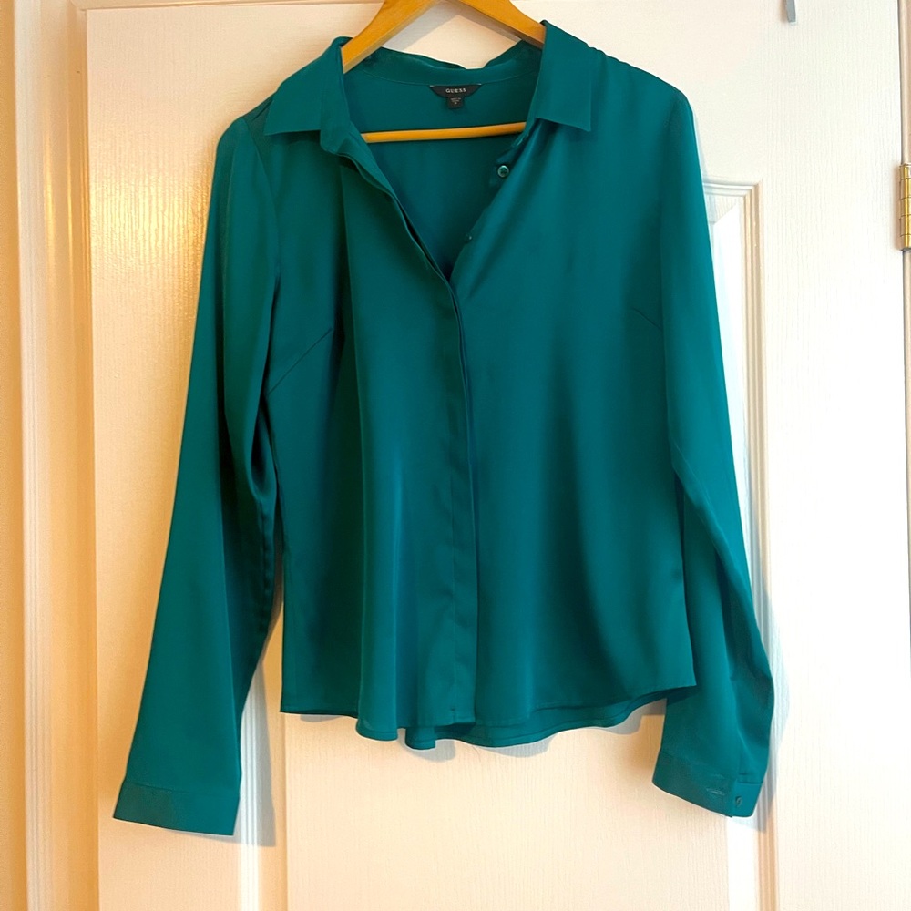 Green blouse by Guess.